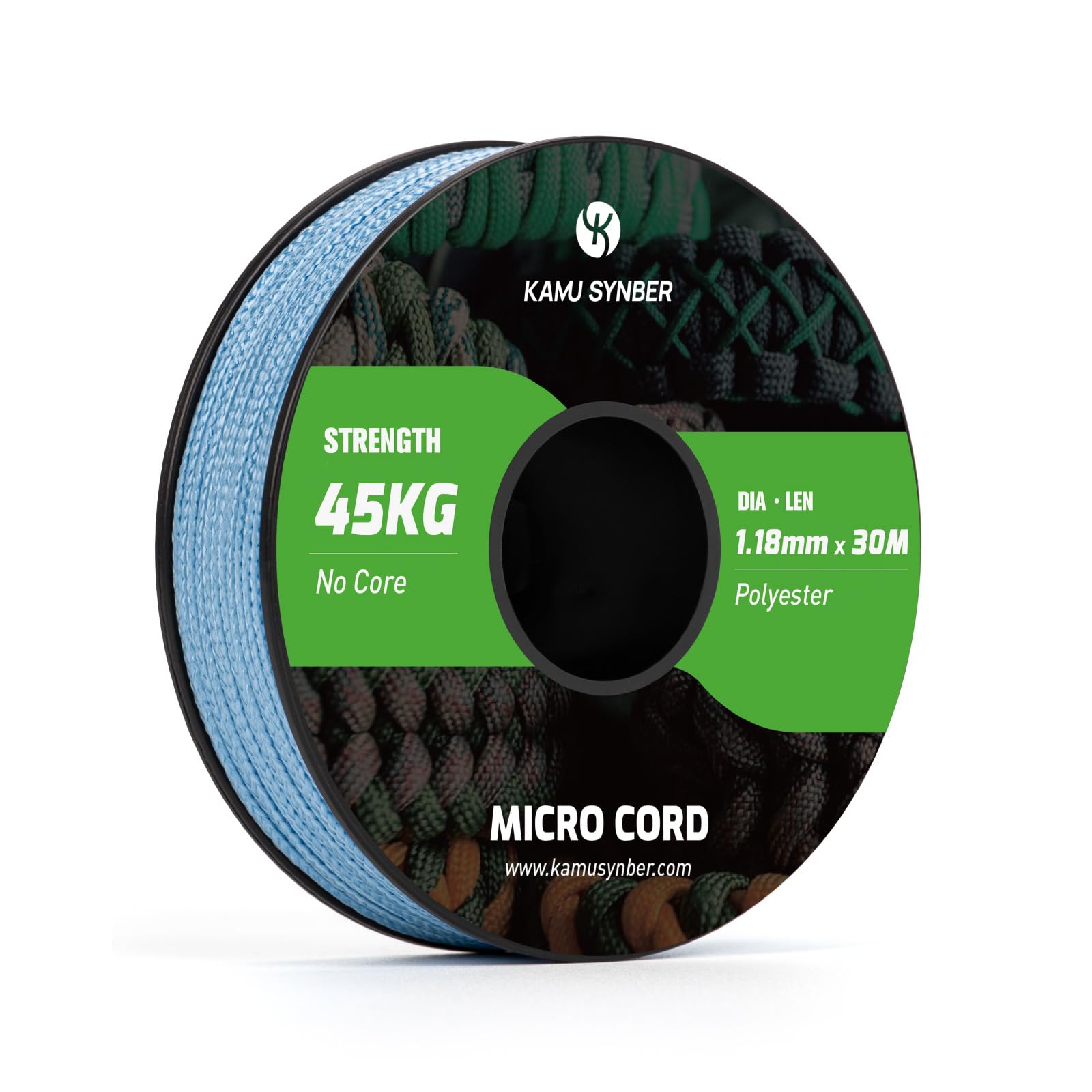 Kamu Synber Micro Cord 1.18mm Paracord Braided Rope 30m Spool for Bracelet, Crafting, Jewelry Making, Key Chains | Support 45kg | Sky Blue