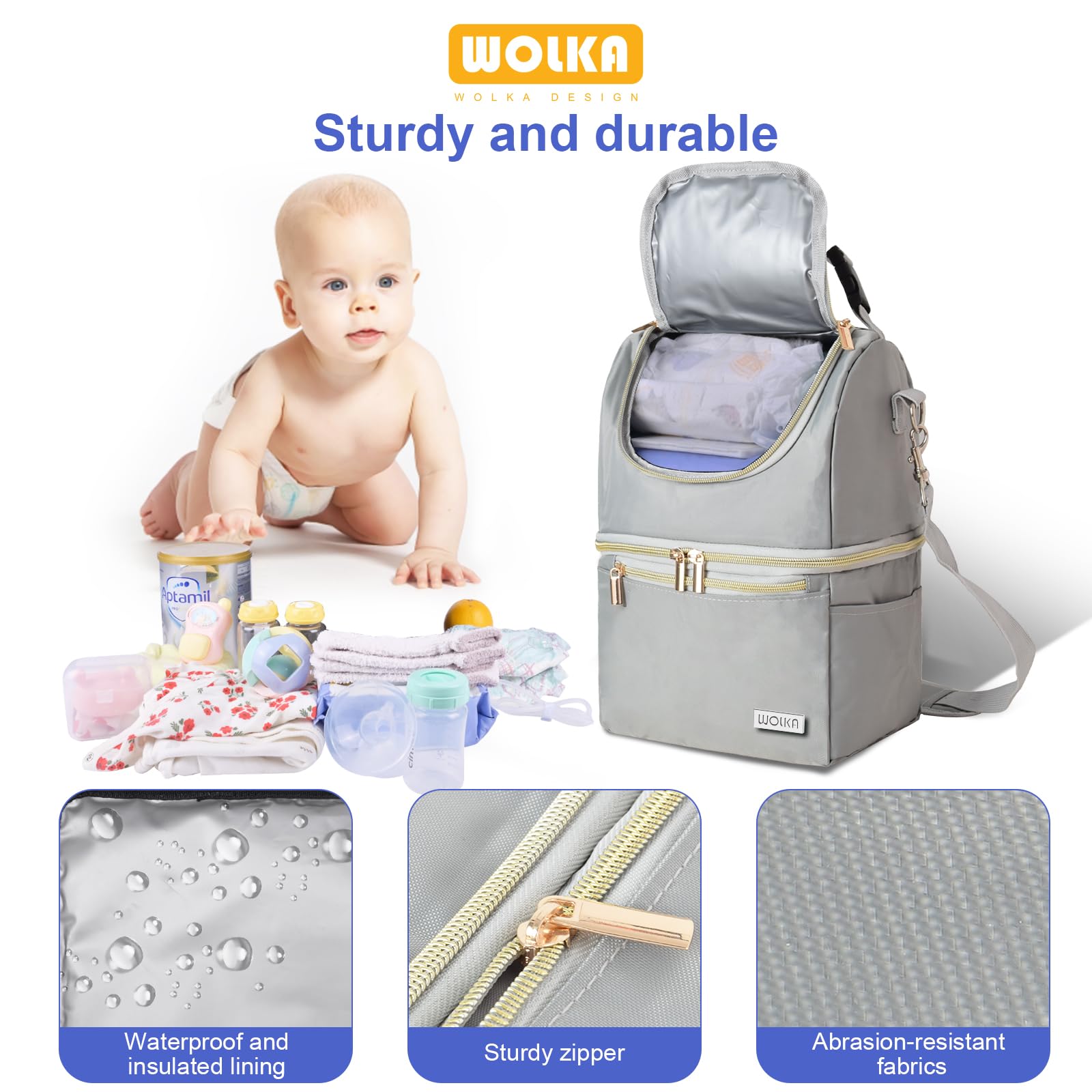 Bolsa enfriadora de leche materna, bolsa térmica para madres lactantes, multifunción, bolsa térmica térmica para biberones con compartimentos dobles, se adapta a 6 biberones de hasta 9 onzas