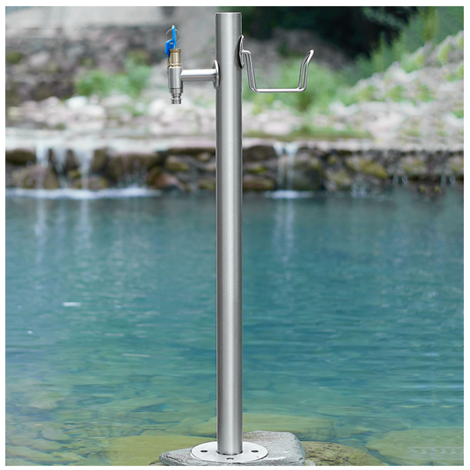 ZYCHSJXA Outdoor Water Fountain with Anti-Leak Faucet Stainless Steel Garden Hose Hydrant for Patio and Yard Decor