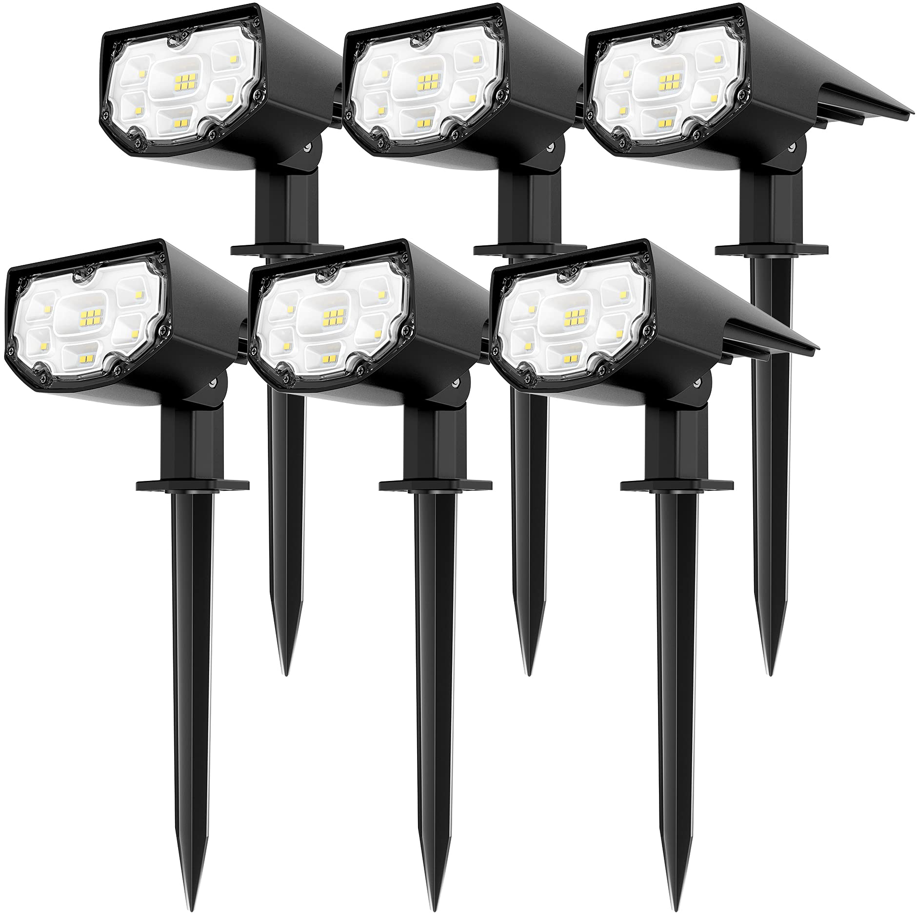 Solar Outdoor Lights, Lumen Bright Spot Lights Waterproof, Auto On/Off Solar Landscape Lights with 40000H Lifespan, 2-in-1 Garden Lights for Yard/Pathway/Security, Cold White 6 Pack