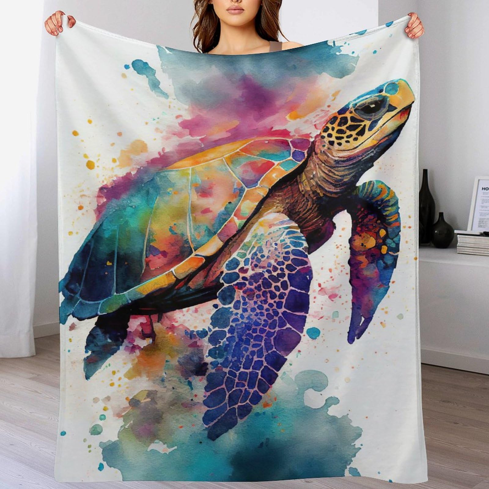 Couverture chaude tortue contre les frissons du soir plaid de canapé