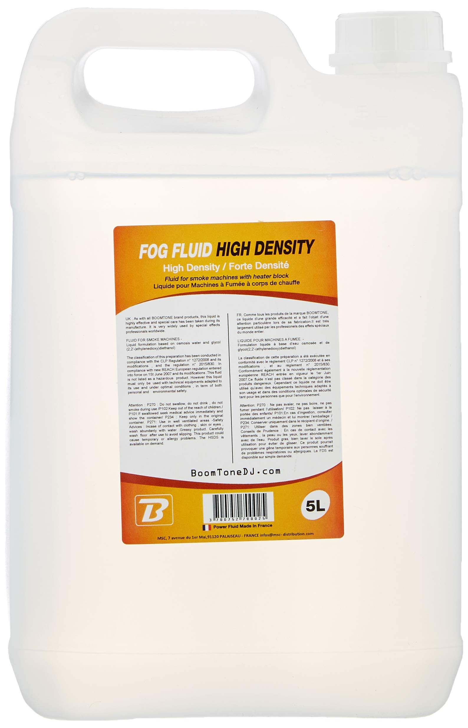 Machine à fumée F400 noir & BoomToneDJ Fog Fluid High Density 5L Liquide pour Machine à fumée