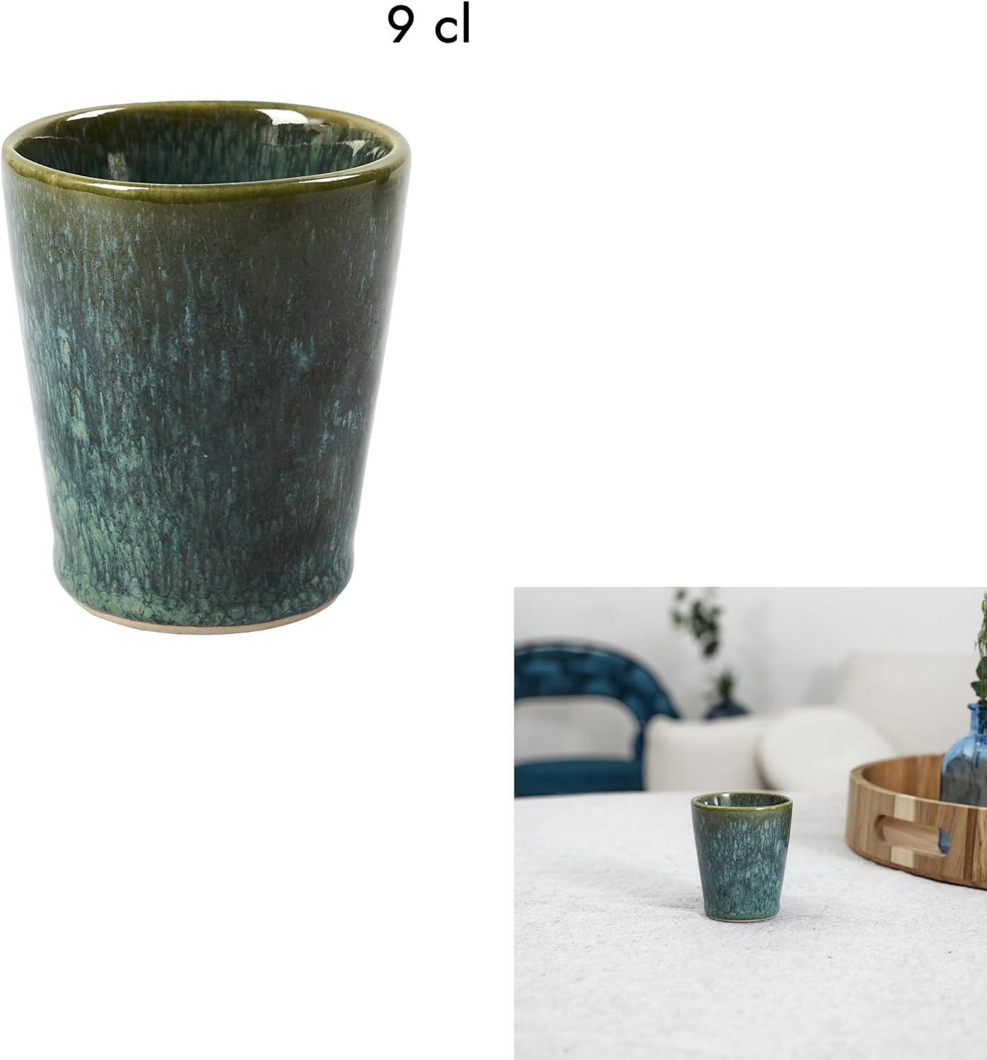 HOME DECO FACTORY, KA0431, Elia 9Cl Espresso Cup in Durable Ceramic, Modern and Elegant Design, Ideal for Coffee, Tea or Hot Chocolate, Easy to Clean, Green and Black
