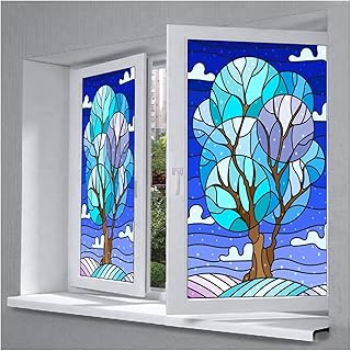 Fensterfolie Bunt Privatsphäre Sichtschutzfolie Ohne Kleber Statisch Glas Dekofolie Abnehmbar Fensteraufkleber Für Büro Heim Badezimmer Spielzimmer (Color : B, Size : 50x200cm)