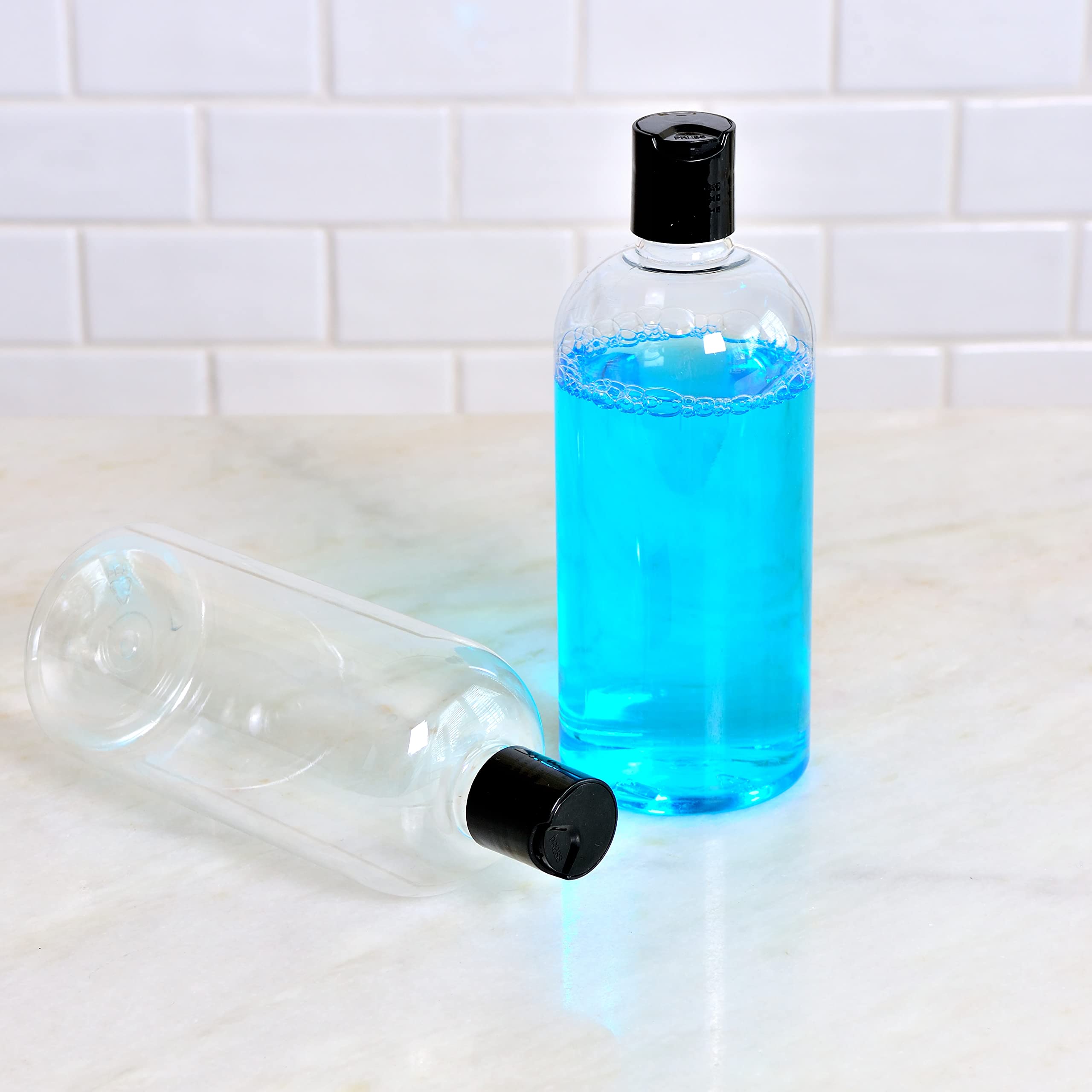 Youngever 6 Pack 500ML Empty Squeeze Containers with Black Disc Cap, Plastic Bottles with Disc Top Flip Cap - Image 3