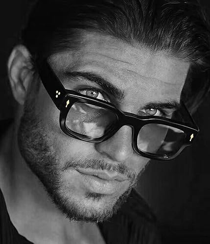 Miniatura 2 de EYLRIM Gafas cuadradas de marco grueso para mujeres y hombres, anteojos rectangulares gruesos para luz azul, lentes sin receta