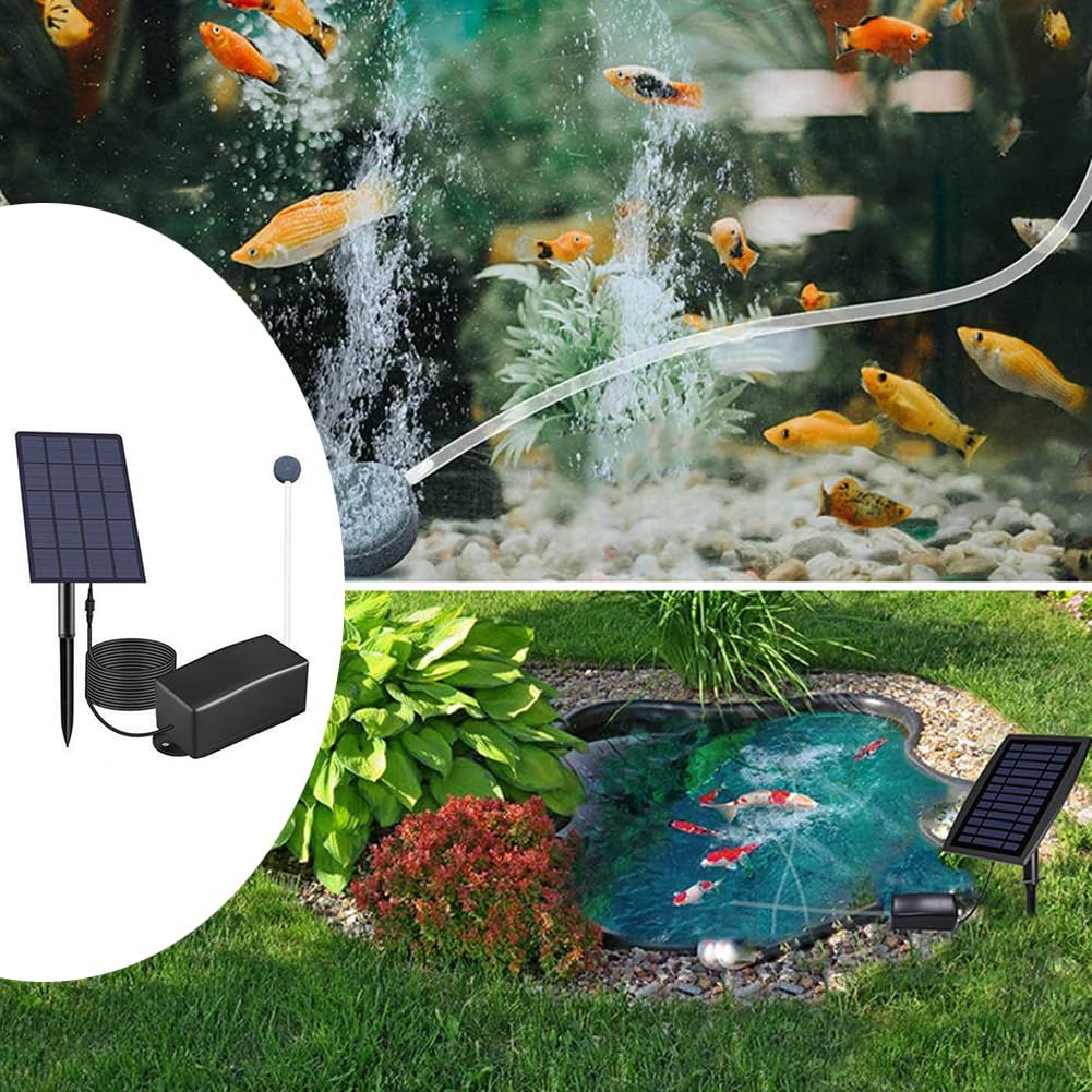Pompa di ossigeno solare, 2,5 W 6 V, aeratore solare per laghetto con cavo, uscita bolle 0,8 l/min, per acquario da giardino