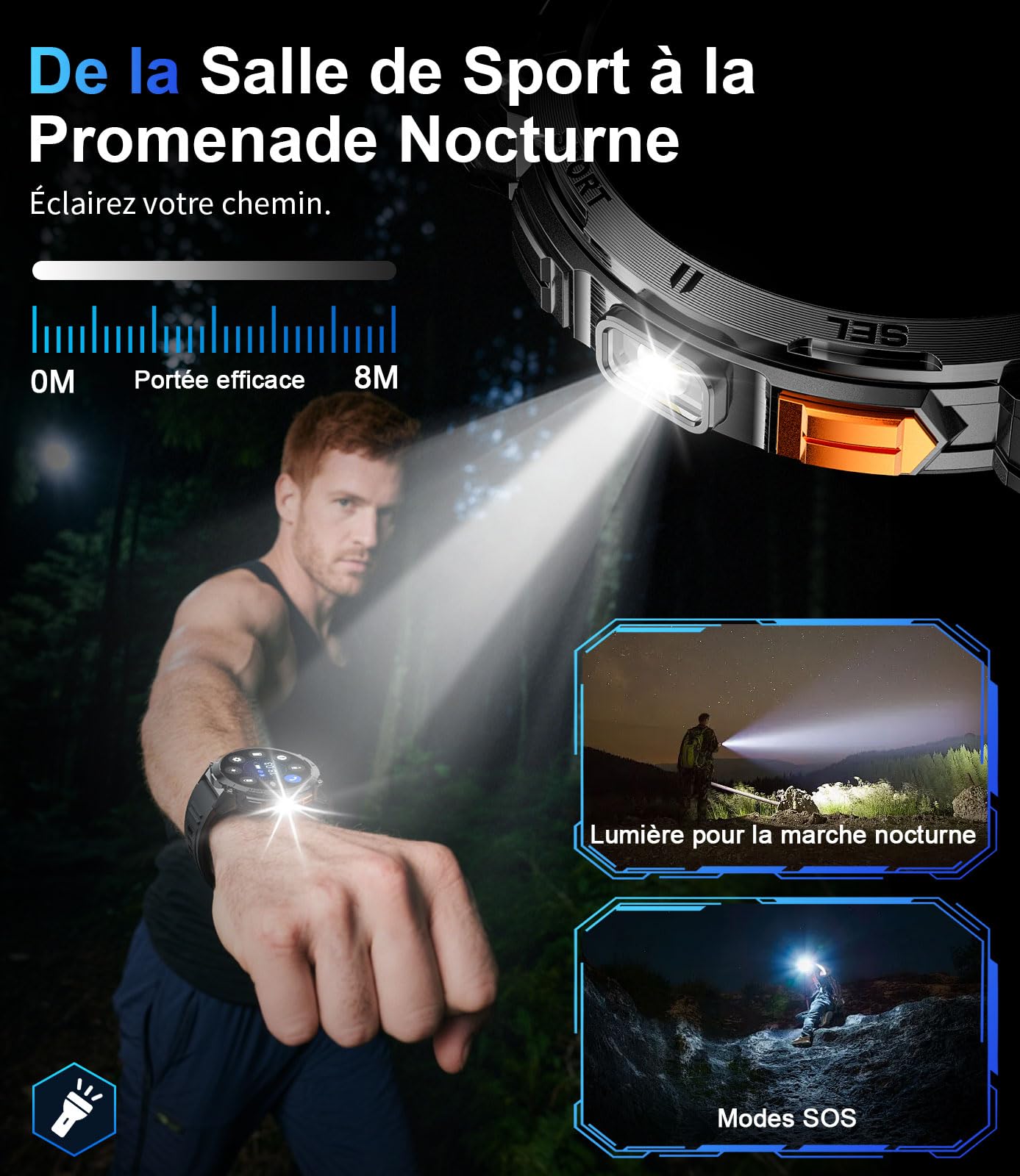 Montre Connectée Homme avec Appels Bluetooth et Écran HD AMOLED 1.62", Étanche IP68 et Batterie 730mAh Smartwatch avec 110+ Modes Sportifs/Sommeil Moniteur pour Android iOS, 2 Chargeurs(Type-C, USB)