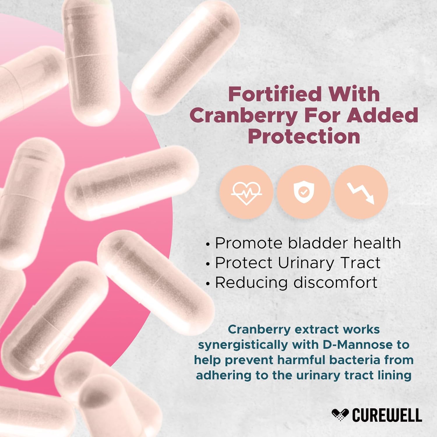 D-Mannose & Cranberry 1300mg (120 Capsules) | Vegan & Non-GMO Urinary Tract Health Supplement | UTI Defense & Bladder Support for Women & Men | Natural Urinary Cleanse & Immune Support - Image 3