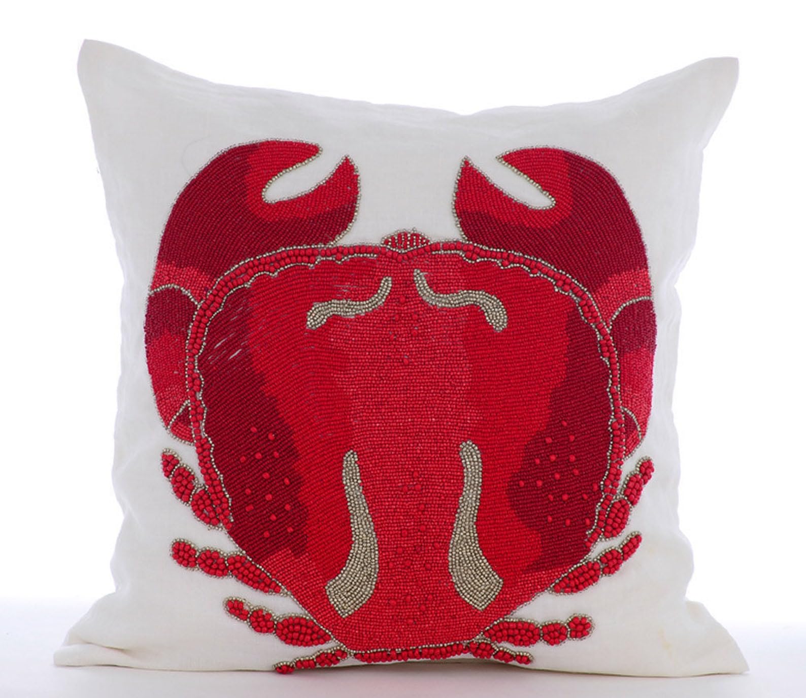 The HomeCentric Decorative Cushion Covers Pack of 2, 50x50 cm (20"x20") Red, Cotton Throw Cushion Covers, Cushion Covers, Contemporary Cushion Covers UK - Red Crab Craze — image 1
