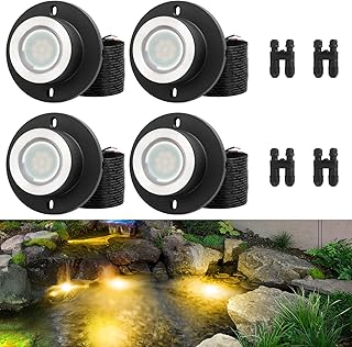 4 Stück Teichbeleuchtung LED Unterwasser, IP68 Wasserdicht Unterwasserbeleuchtung Warmes Licht Teichlicht mit UL-Cord, Niederspannung Poolbeleuchtung für Pool Teich (Transformator nicht enthalten)