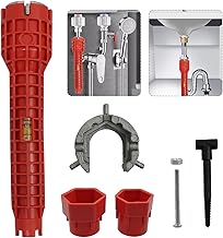 8 in 1 Faucet Wrench Tool, Water Pipe Wrench, Tap Spanner for Tight Space with Comfortable Grip, Multi-Functional Tube Spanner Set for Taps Sink Toilet Bowl Bathroom Kitchen, Plumbers and Homeowners