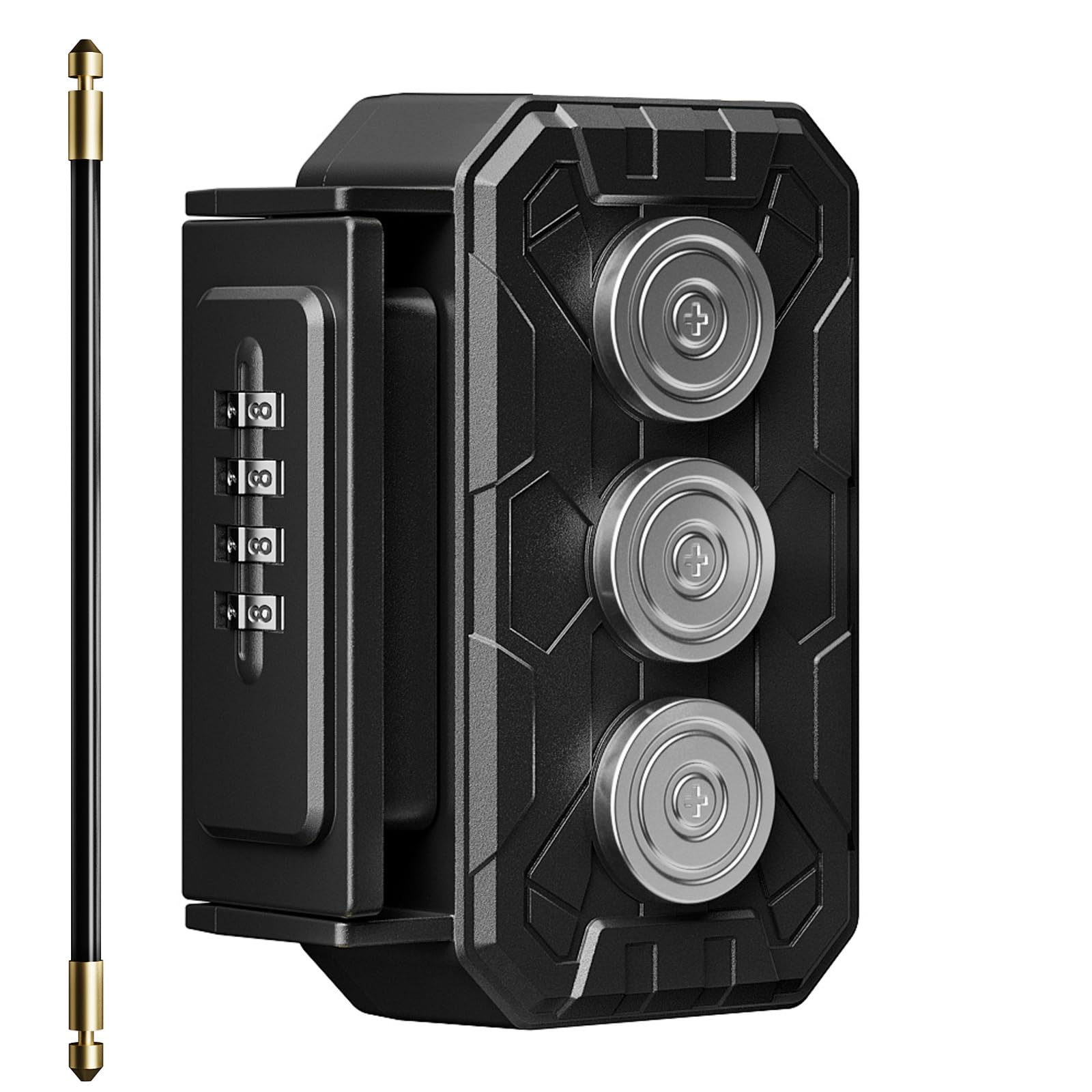 Tosicam Black Magnetic Key Lock Box For Under Car, Magnetic Key Holder For Car,Hide A Key Outside,Hide A Key Magnetic Car，4 Digit Combination,Waterproof Key Holder For Outside Hidden