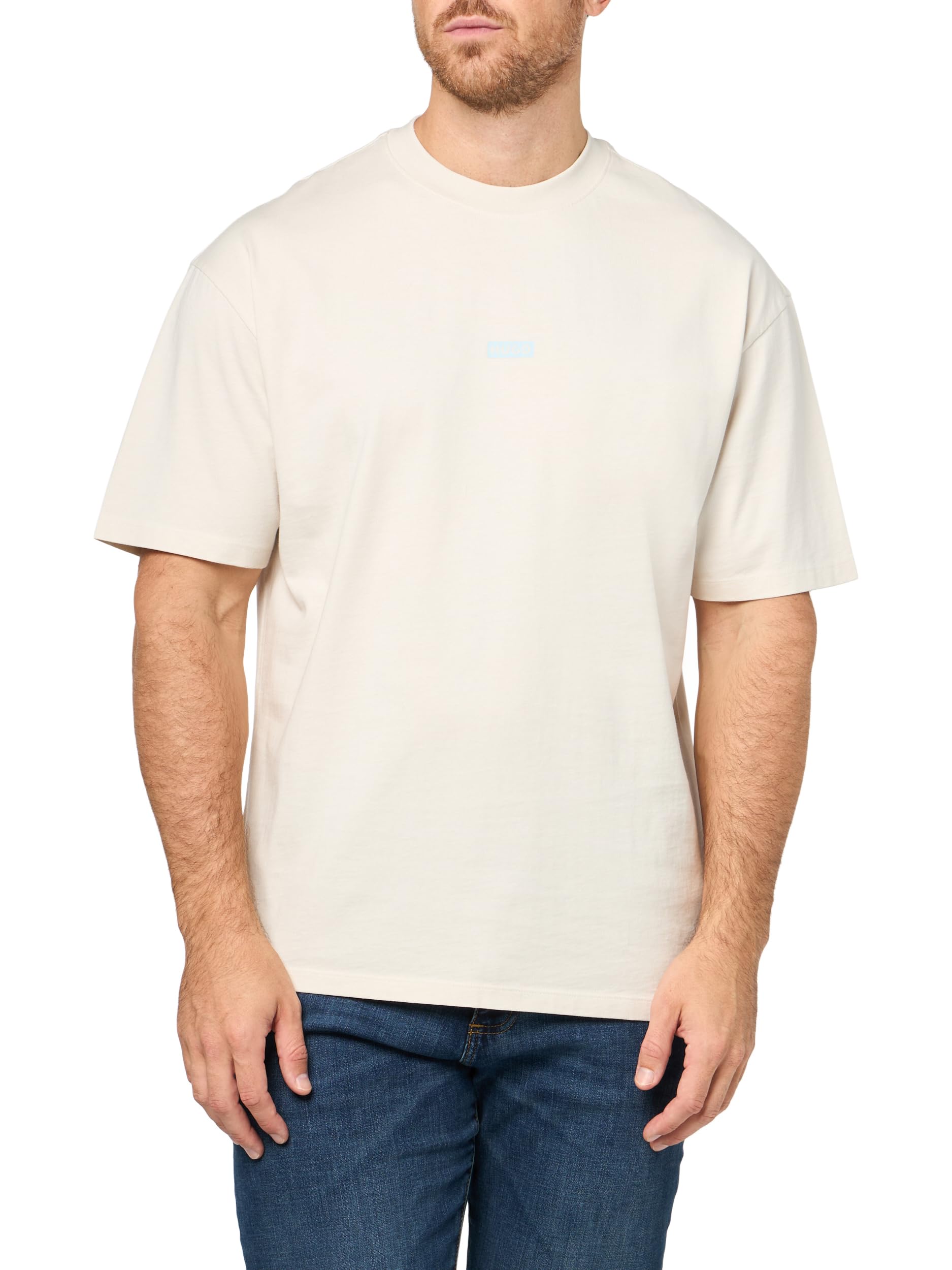 

                                                    HUGO, Small Logo Block Cotton T-Shirt, Natural Cre