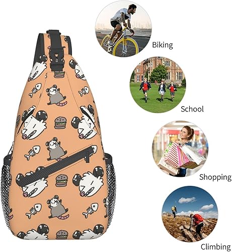 Miniatura 6 de Patrón de zarigüeya bandolera bolsa de pecho bolsa de hombro casual paquete de día para unisex, P, Duradero