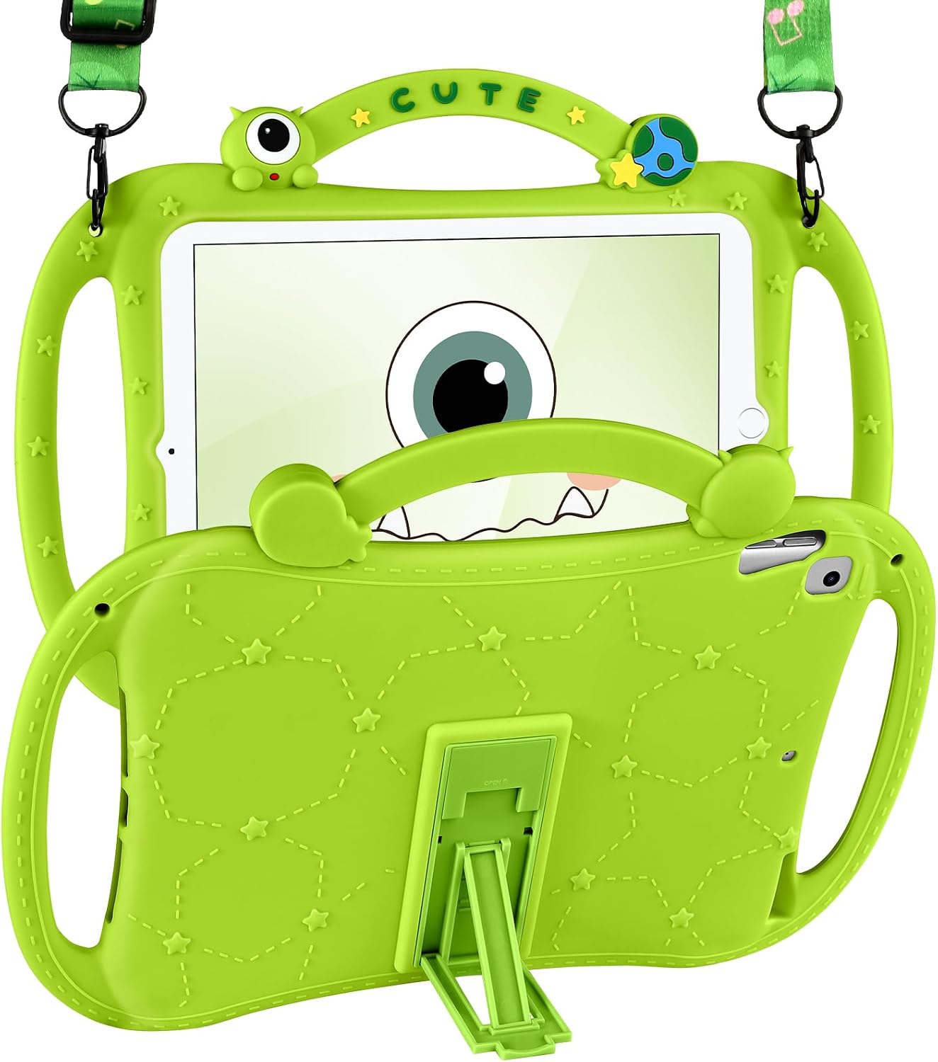 Besoar Cute Silicone Case for iPad 9th/8th/7th/Air3/Pro 10.5 Inch for Women - Cute Cartoon Kawaii for Girls Kids Teens Boys Girly with Strap and Kickstand for iPad 9th/8th/7th/Air3/Pro 10.5, Green