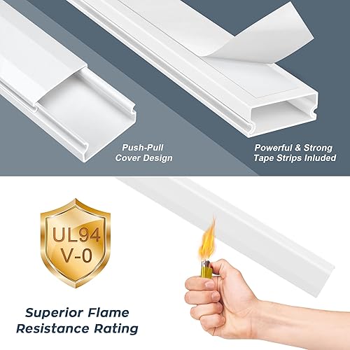 Miniatura 5 de Ocultador de cables de TV de 62.8 pulgadas, pared de gestión de cables oculta, cable negro ocultador, corrector de cable pintable para TV montado en