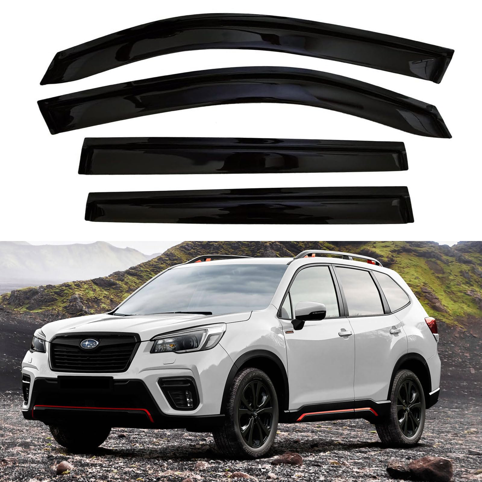 Photo 1 of YQAUTEC Window Visors Rain Guards Shield for 2019-2024 Subaru Forester, Window Wind Deflectors Vent Shades for 19 20 21 22 23 24 Forester