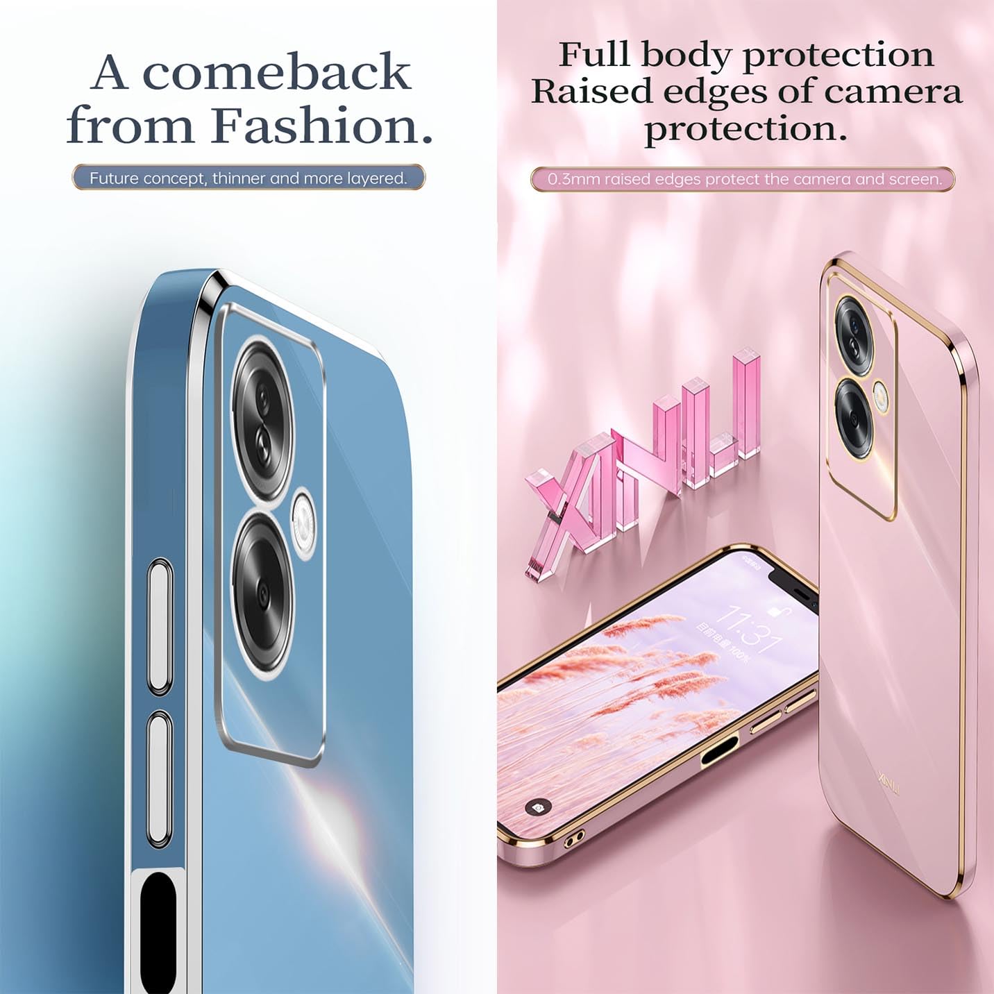 BORYA Hülle Für Oppo A79 5G / A2 5G – Ultra Dünn, Stoßfest, TPU-Silikon Mit Glitzer-Gradient, Lila