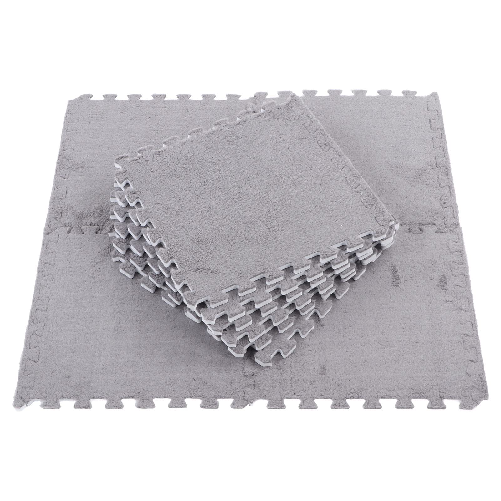 Vbestlife Tapis de Sol en Mousse Puzzle en Peluche, 10 Pièces Tapis en Mousse en Peluche Doux et épais pour Sol de Chambre (Gris) 0z3wkat189-14