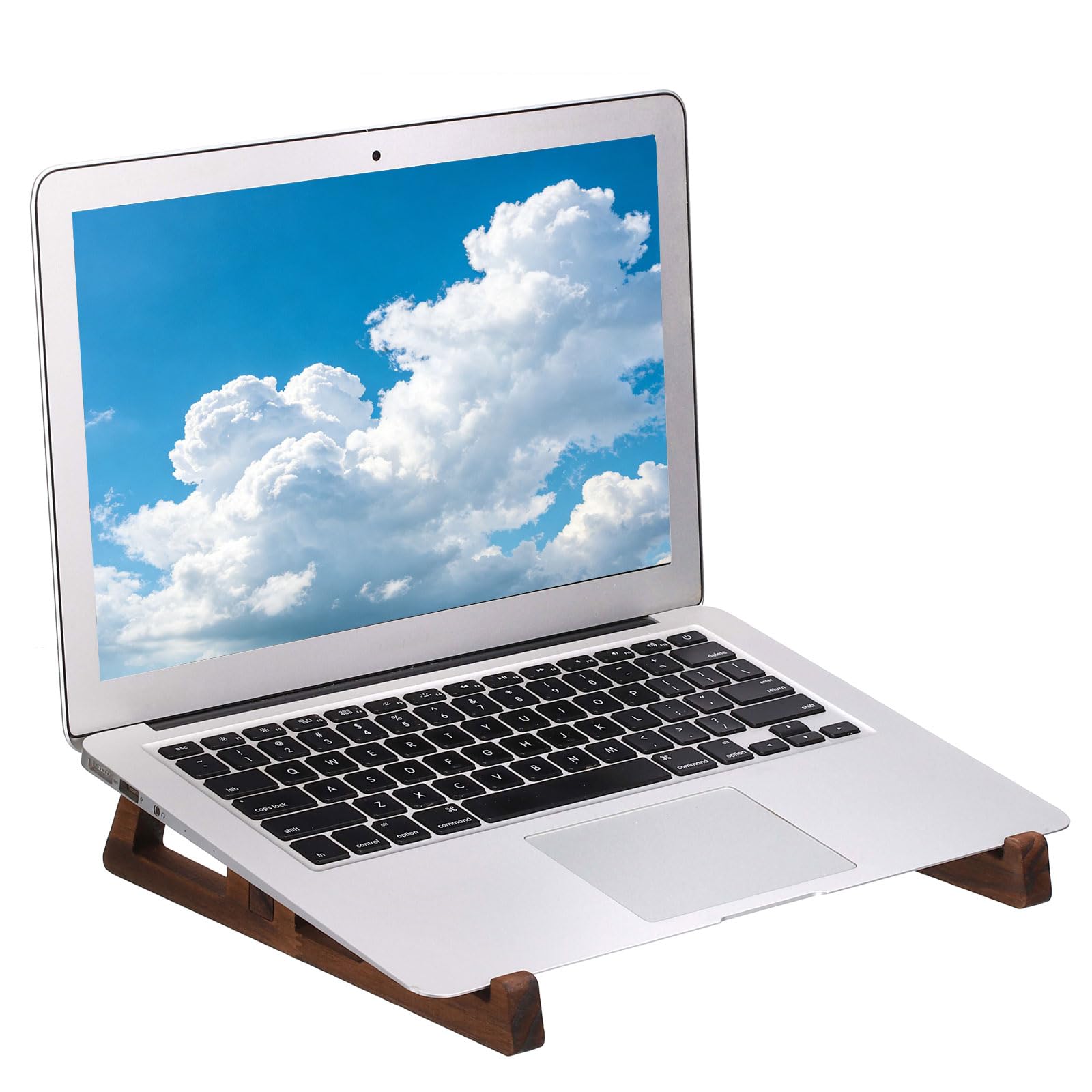 PATIKIL Wooden Laptop Keyboard Stand, 1-Pack Pine Wood Laptop Notebook Holder Ventilated Anti-Slip for 10-15 Inch Notebook/Tablet Desk Compact Cooling, Retro Color