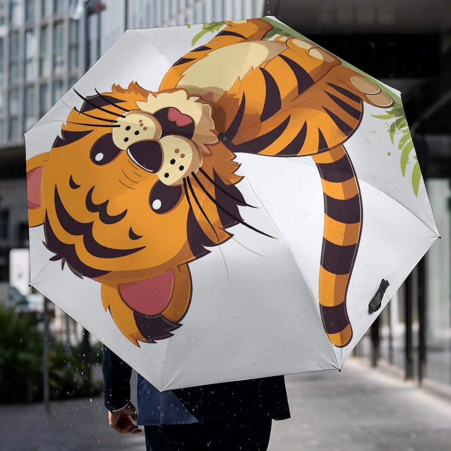 Spotted Tiger Umbrella Extra Large Folding, Travel Umbrella Windproof, Compact, Golf Umbrella With Unique Patterns, Fashionable And Beautiful for Men And Women.