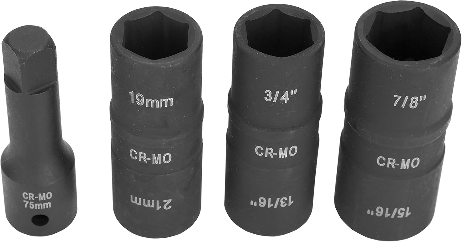 OEMTOOLS 24223 1/2 Inch Impact SAE and Metric Flip Socket Set, 4-Piece