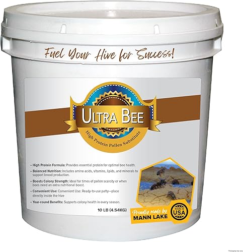 Miniatura 1 de Mann Lake Alimento seco sustituto de polen, alto en proteínas, aumenta la cría, colonia saludable, esencial para apicultores, libre de subproductos