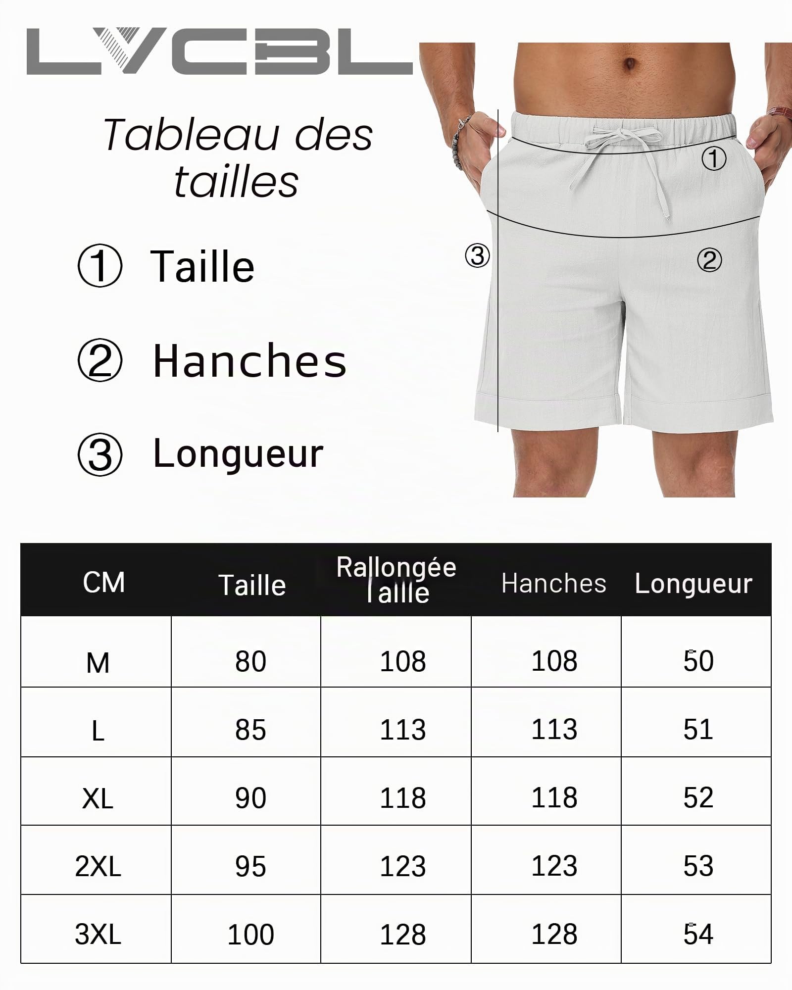 LVCBL Short d'été léger et aéré pour Homme - Coupe Ample - Coupe Ample - Pantalon Court de Loisirs