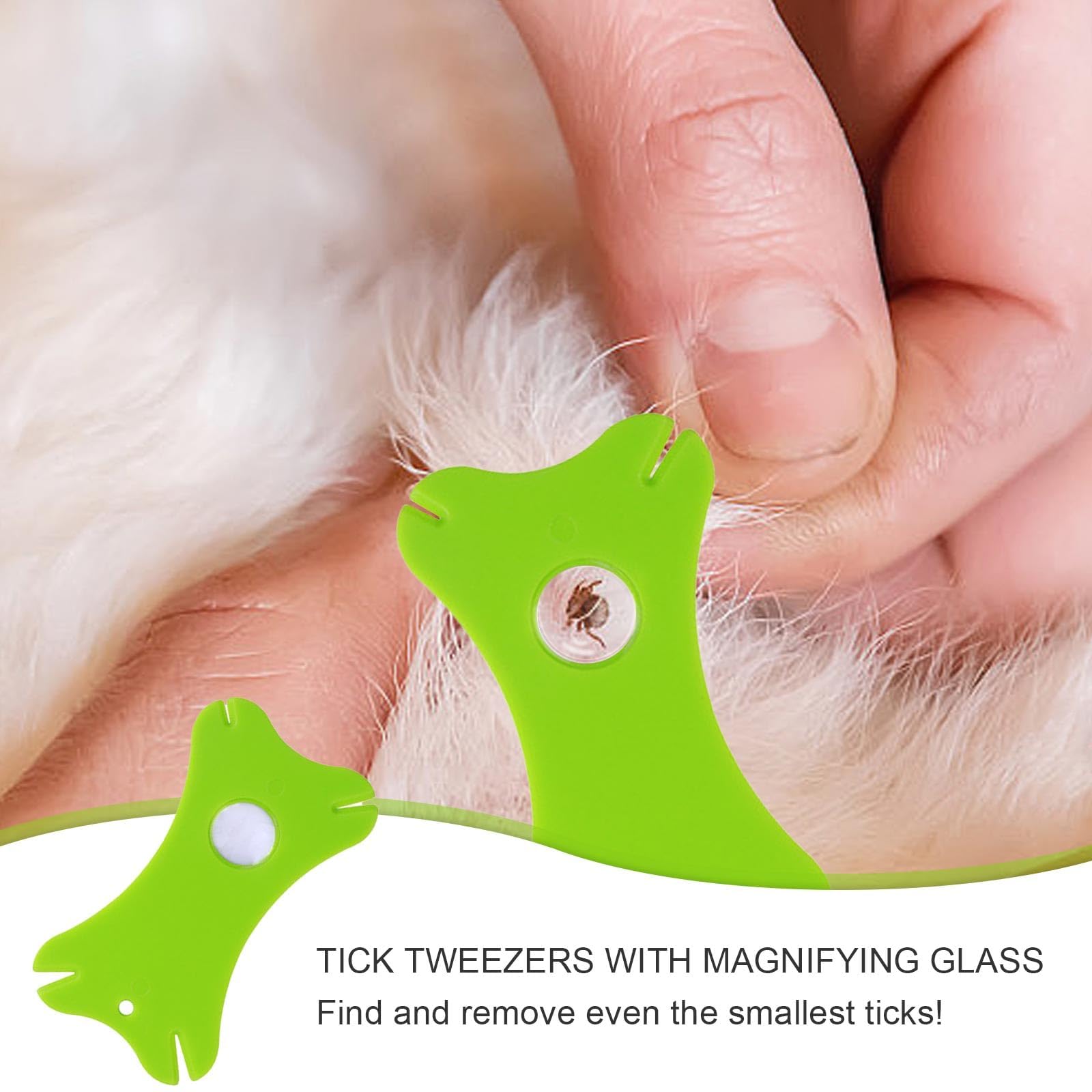 Pince à Tiques, 6 Pièces Pince à Tique Chien, Pince-Anti Tique, avec Loupe et Sac de Rangement, Idéales pour Retirer Les Tiques, Les Poux et Saletés