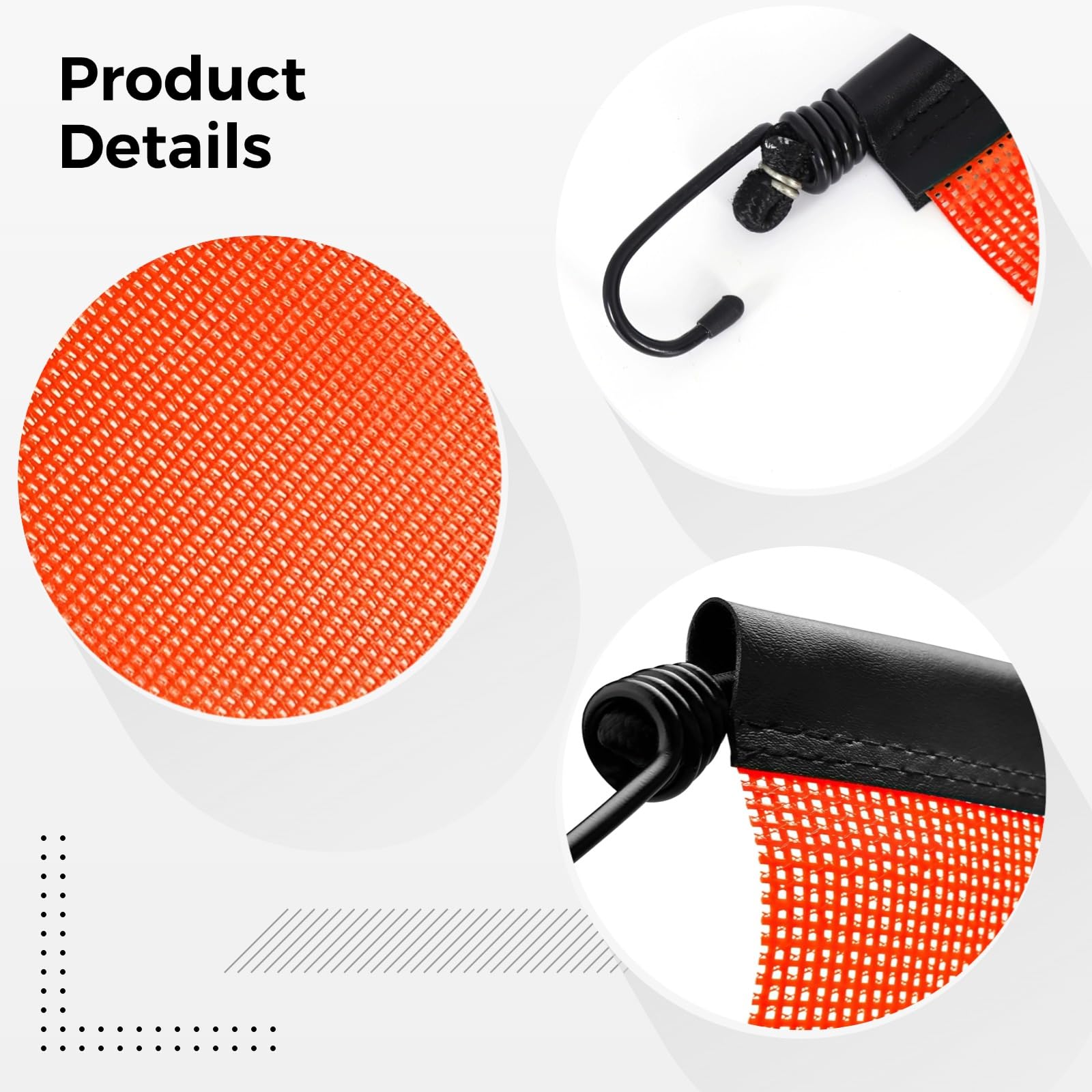 6er-Set Warnflaggen aus beschichtetem PVC-Netzgewebe, orange Signalflaggen mit Haken und elastischen Bändern, sichtbare Hängeschilder für Baustellen und Verkehr