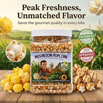 Princeton Popcorn Signature Easy Pop Mushroom Kernels, 32 oz - Non-GMO | Ultra-premium mushroom corn that pops large and round with fewer hulls. Glyphosate-free, farmer-direct, made in USA.