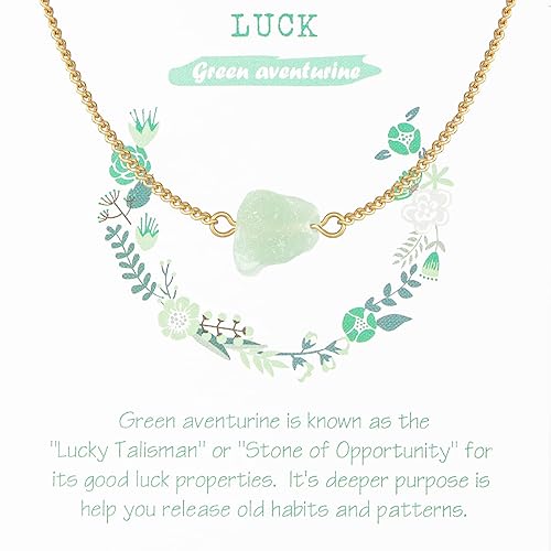 CARITATE Raw Jade Necklace Green Necklace for Women as Spiritual Gifts - Natural Jade Pendant Crystal Necklace for Girls as Healing Gifts - Real