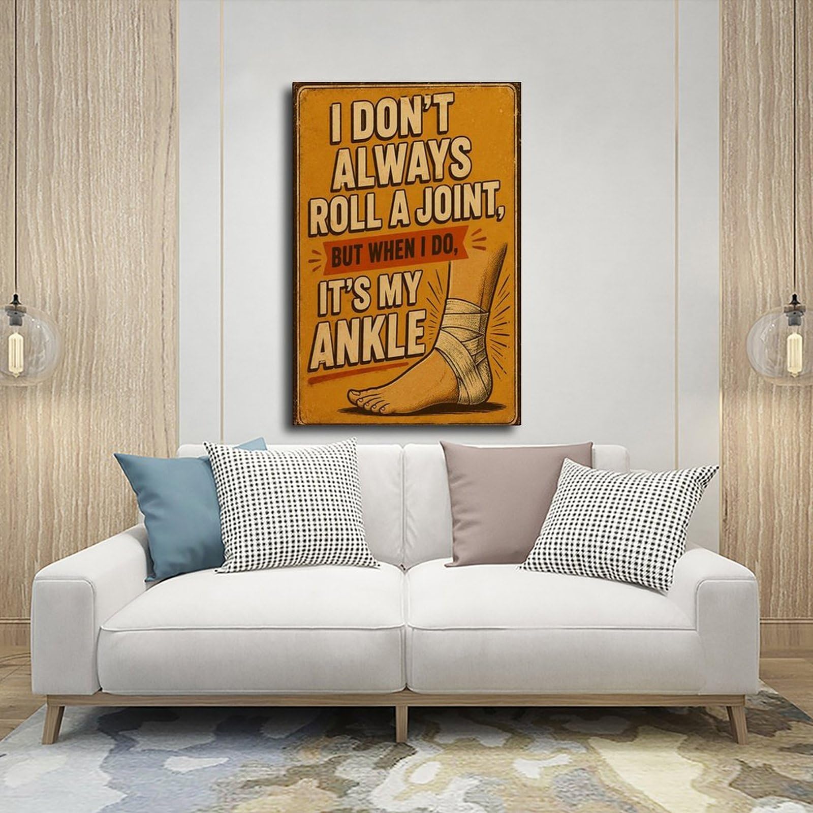 Poster su tela a tema lesioni satiriche, divertente poster con frattura alla caviglia, decorazione per camera da letto, ufficio, stanza, regalo, 40,6 cm di lunghezza x 61 cm di larghezza