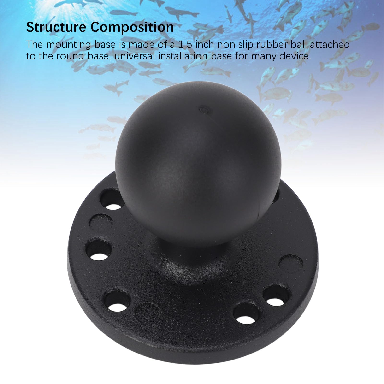 Base de Montaje de Bola de 1,5 Pulgadas con Placa Redonda con Orificio AMPS de aleación de Aluminio, Compatible con Soportes RAM, Brazo de Doble Casquillo de Bola de 1,5 Pulgadas - 4