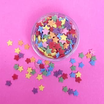 Rainbow Stars Sprinkles 55g Sachet - Natural Edible Multicoloured Star Shaped Decorating Sprinkles - Perfect for Baking, Cupcake and Cake Decorations, Ice Cream, Desserts and Icing Decoration Toppers