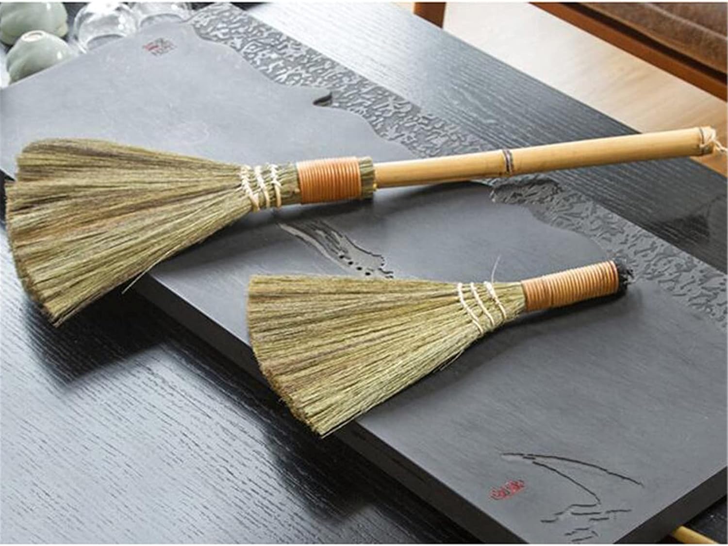 ODKKAYA ‎ 24.4in Natural Whisk Sweeping Hand Handle Broom Retro Broom Corn Broom Asian Broom Household Angle Brooms Straw Soft Broom for House, Garage, Office, Lobby Room, Kitchen (Large) : Health & Household