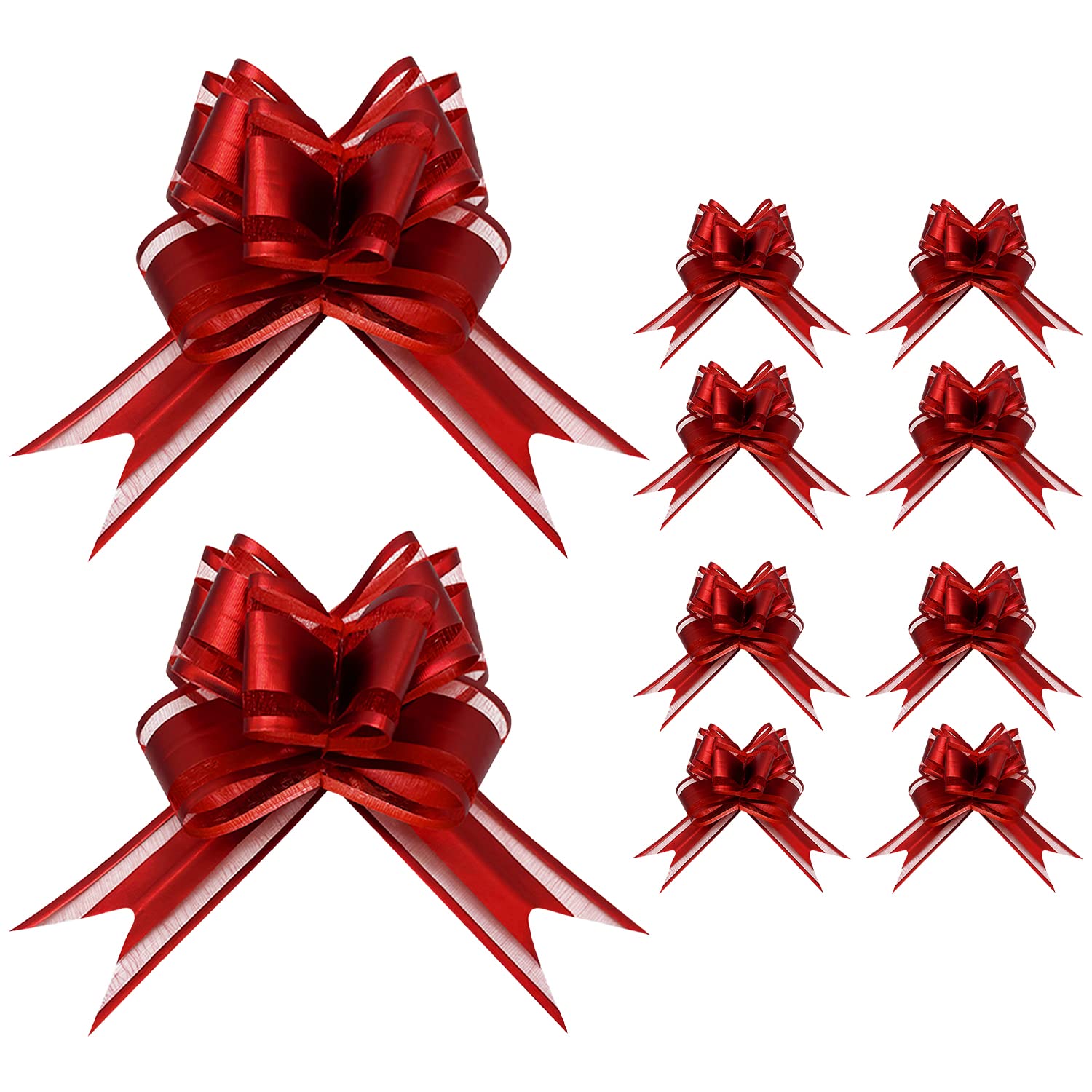 ALLY-MAGIC Christmas Pull Bows Gift Wrapping Bows,Butterfly Knot Present Christmas Wrap Ribbon Bows Present Bows Large Organza Present Pull Bow for Christmas Wedding Party Y6-LHHDJ(Red)