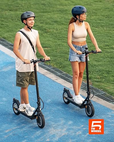 Miniatura 8 de 5TH WHEEL V20 Pro Scooter eléctrico, neumáticos sólidos de 10 pulgadas, motor de 350 W y 18 MPH, señales de giro y frenos duales, control de