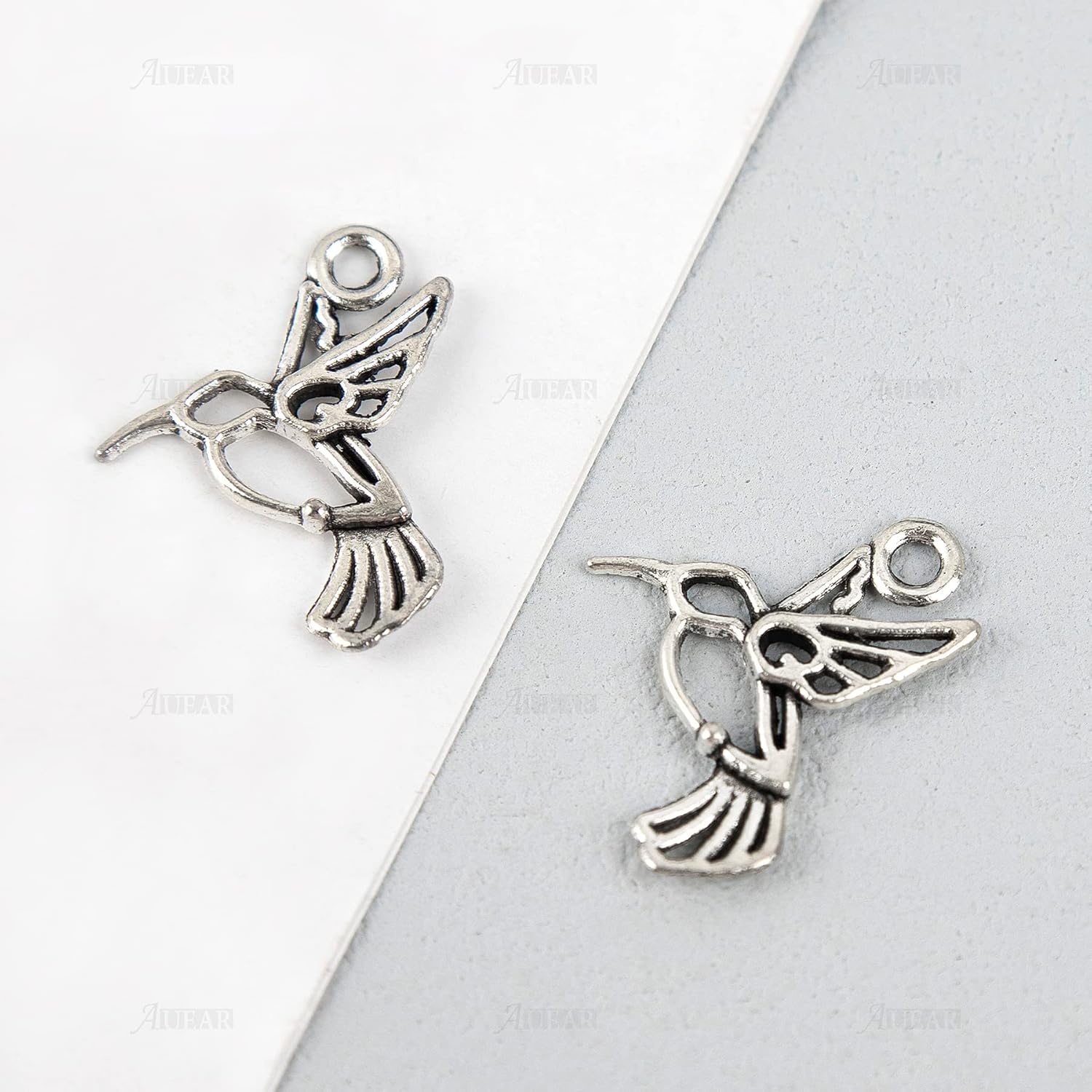 AUEAR, 100 Pack Antique Silver Small Hummingbird Charms Tiny Bird Pendant Bulk for Jewelry Making Bracelets Necklace Earrings Craft DIY - Image 6