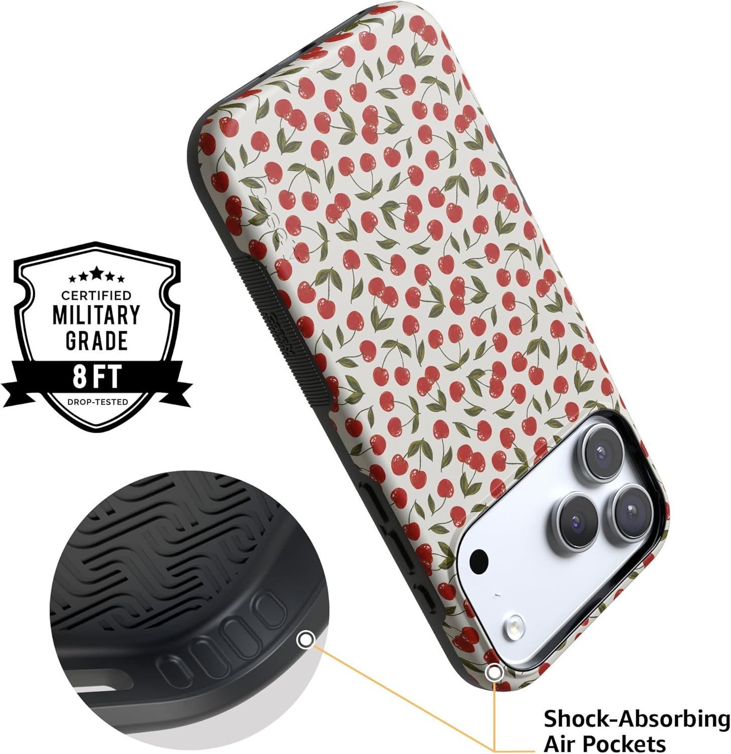 Casely iPhone 17 Pro Max Case | Cherry on Top | Red Cherries | Bold Protective Design | Compatible with MagSafe