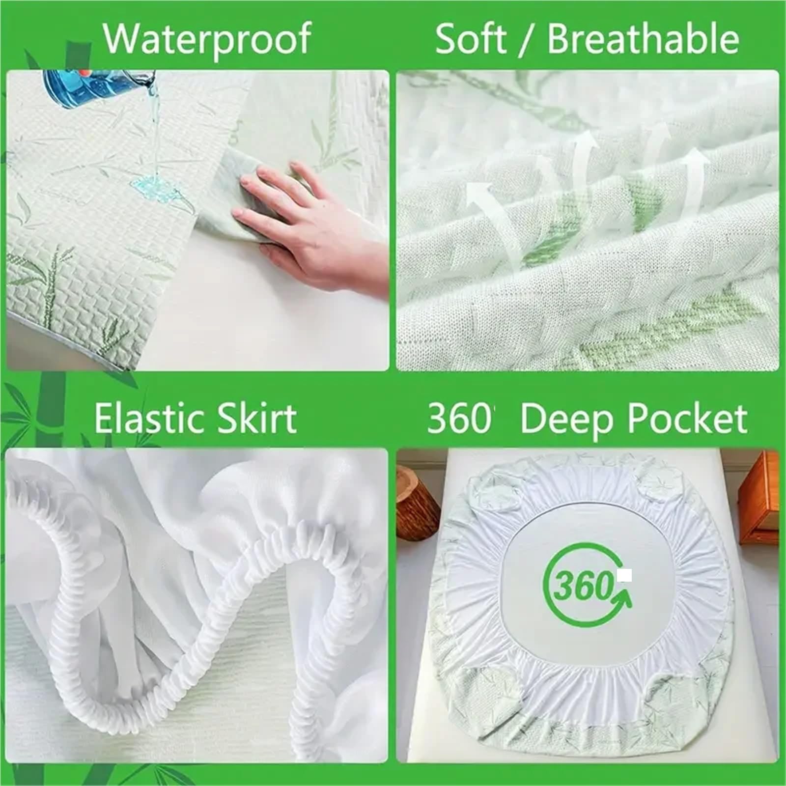 1 Funda de colchón Impermeable (sin Almohada), Ajustable, Transpirable y refrescante para ColchóN(140x190x30cm)