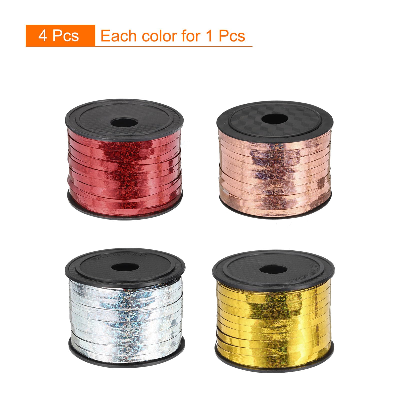 PATIKIL 4pcs 100 Yards Glitter Curling Ribbon Crimped Balloon String Metallic 5mm for Party Decoration Gift Wrapping Art Crafts - Image 3