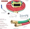 Portable Oxygen Acetylene Torch Kit with 4L & 2L Gas Tanks, Oxyacetylene Welding Cutting Set with Twin Hose, Regulators, Brass Tips for DIY Metalwork, Brazing, Auto Repair – Cylinder Holder Include