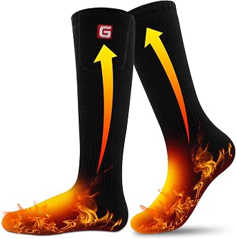 Rabbitroom Heated Socks for Men Women Rechargeable Washable Winter Electric Thermal Heated Socks Foot Warmer 6-12 USA Size