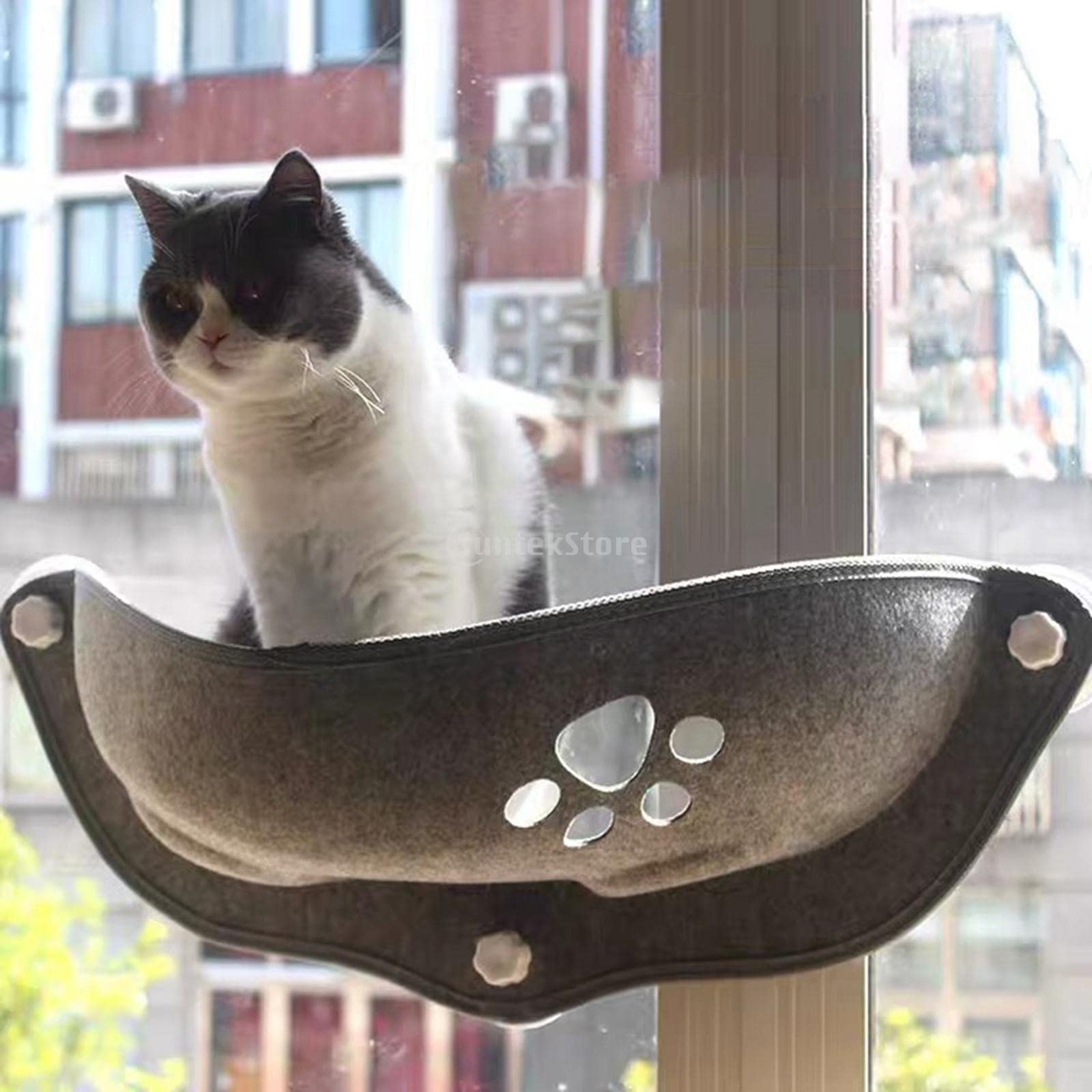Cama para Gato Ventana Hamaca Repisa Percha Montada en Cristal con Ventosas y Tornillos Incluidos de Fieltro Acogedor Adecuada para Tomar el