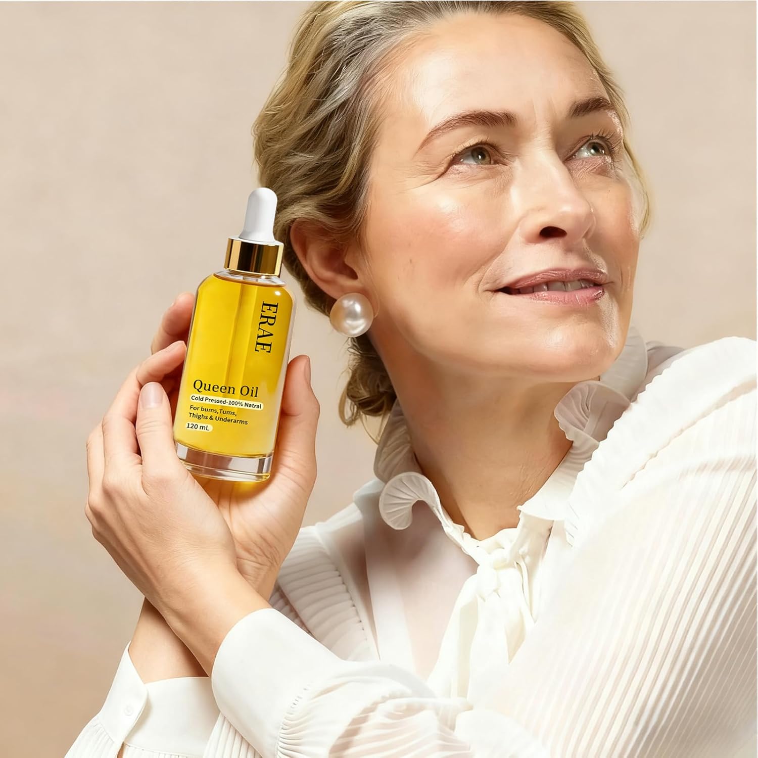 savari Erae Queen Oil - Face & Body Oil for Crepey Skin, Restores Lipid Barrier, Firming & Hydrating Treatment for Menopausal Skin, Anti-Aging for Arms, Décolletage, Hands, 4 fl oz(120ml) (1pc) - Image 9