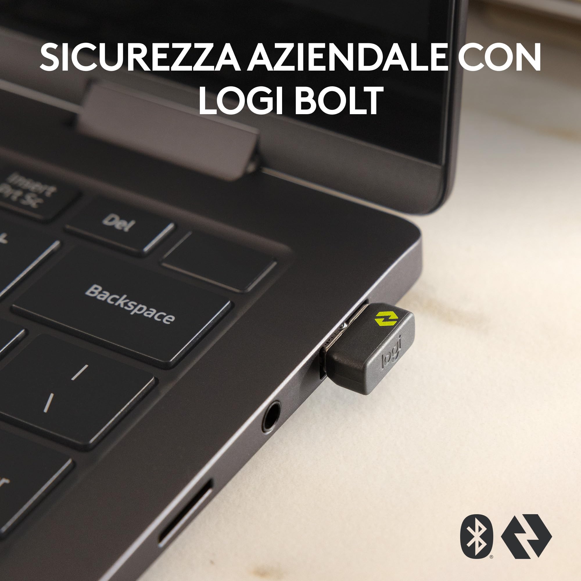 Logitech MX Anywhere 3S for Business - Mouse senza fili per professionisti | Windows/Mac/Chrome/Linux, Bluetooth, clic silenzioso, sicurezza Logi Bolt, compatto, 8K DPI, scorrimento MagSpeed - Pale Grey