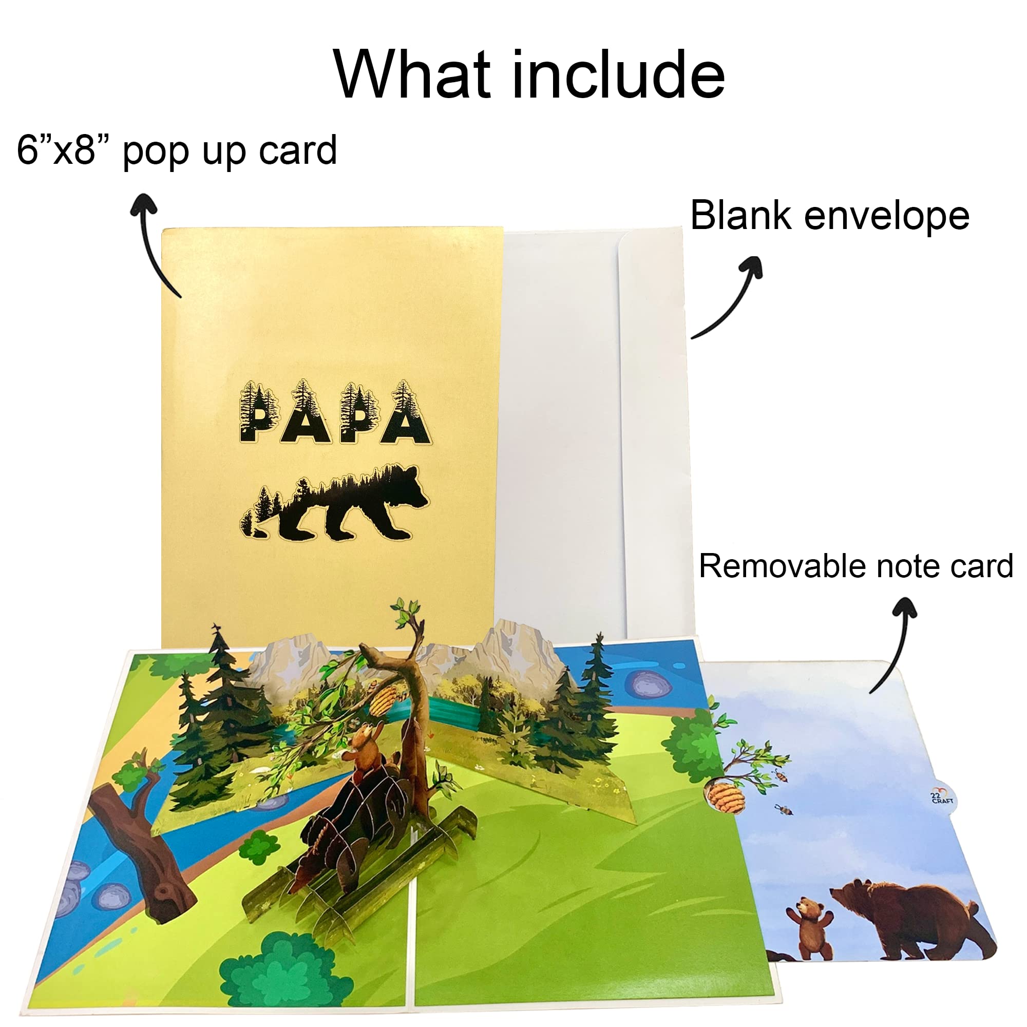 Pop-Up Vatertagskarte – 3D Karte Handgefertigt, 15,2x20,3 Cm, Mit Umschlag & Notizkarte