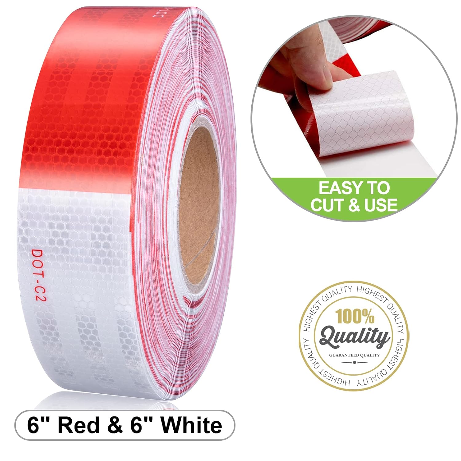 Spurtar Reflective Tape Reflective Stickers, 150ft x 2 Inch DOT-C2 Reflector Tape Utility Trailer Accessories, Dot Tape for Trailers, Red Duct Tape Self Adhesive Tape for Trailer, 150ft x 1 Rolls